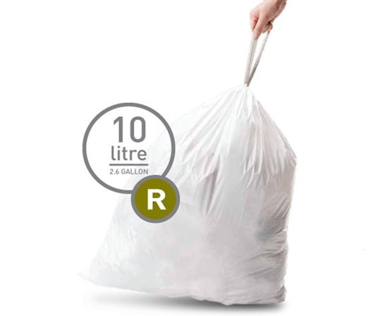 Šiukšlių maišeliai, kodas R, 10 L / 20 vnt, plastikiniai - simplehuman