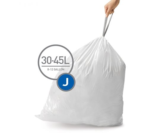 Søppelsekker, kode J, 30-45 L / 60 stk., plast - "simplehuman" merkevare