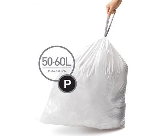 Prügikotid, kood P, 50-60 L / 60 tk. plastik - "lihtinimese" kaubamärk