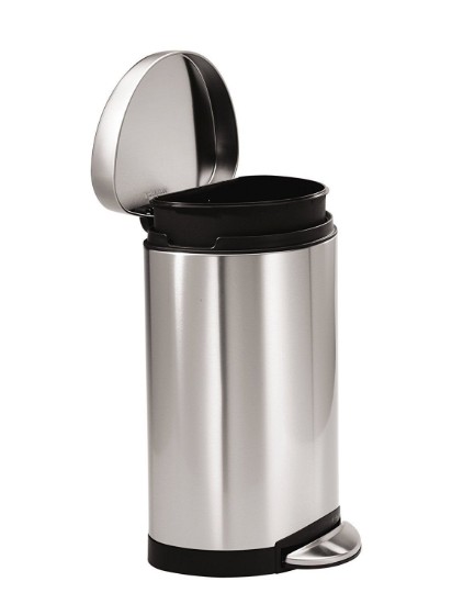 Odpadkový koš s pedálem, půlkulatý, 10L, nerez - simplehuman