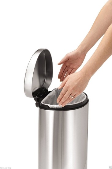 Odpadkový koš s pedálem, půlkulatý, 10L, nerez - simplehuman