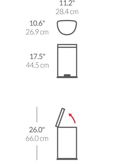 Odpadkový koš s pedálem, půlkulatý, 10L, nerez - simplehuman