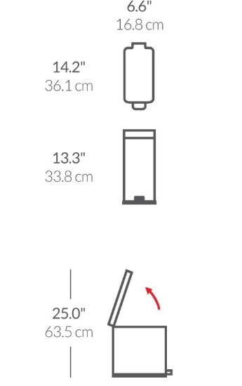 Vuilnisbak met pedaal, 10 L, roestvrij staal - simplehuman