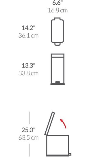 Szemeteskosár pedállal, 10 l, rozsdamentes acél - simplehuman