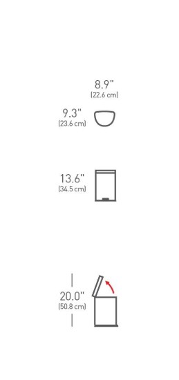 Cubo de basura con pedal, 6 L, acero inoxidable - simplehuman