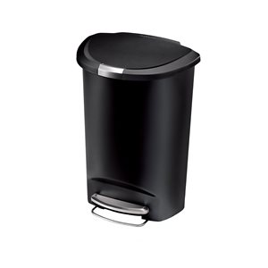 Trash can with pedal, 50 L, semi-round, plastic, Black - simplehuman