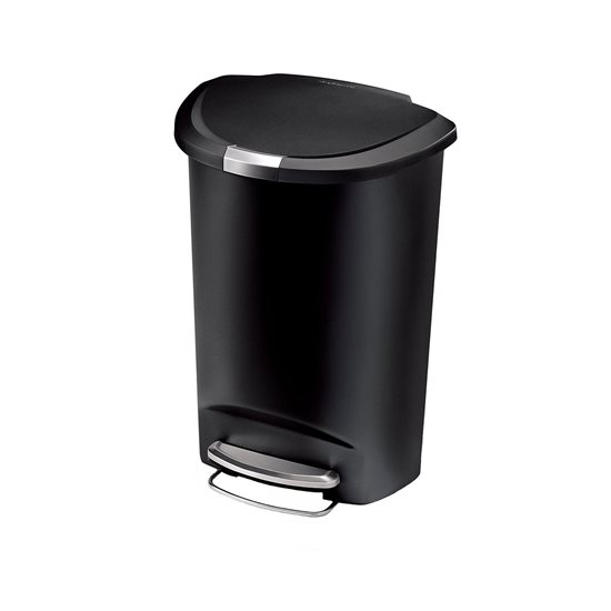 Cubo de basura con pedal, 50 L, semicircular, plástico, Negro - simplehuman
