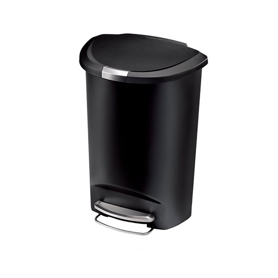 Poubelle à pédale, 50 L, semi-ronde, plastique, Noir - simplehuman