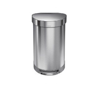 Trash can with pedal, semi-round, 45 L, stainless steel - simplehuman
