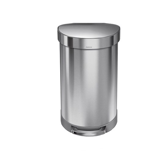 Pedal trash can, semi-round, 45 L, stainless steel - simplehuman