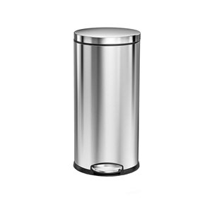 Trash can with pedal, 30 L, stainless steel - simplehuman