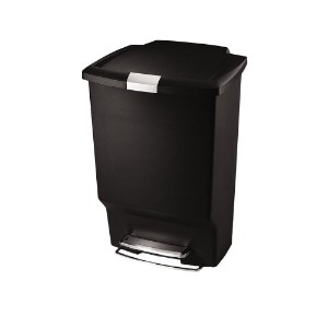 Trash can with pedal, 45 L, plastic, Black - simplehuman