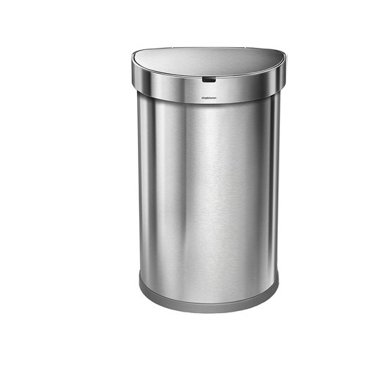 Trash can with sensor, semi-round, 45 L, stainless steel - simplehuman