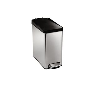 Trash can with pedal, 10 L, stainless steel - "simplehuman" brand