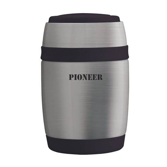 "Pioneer" hőszigetelő bögre teáskanállal, leveshez, 580 ml, rozsdamentes acél - Grunwerg