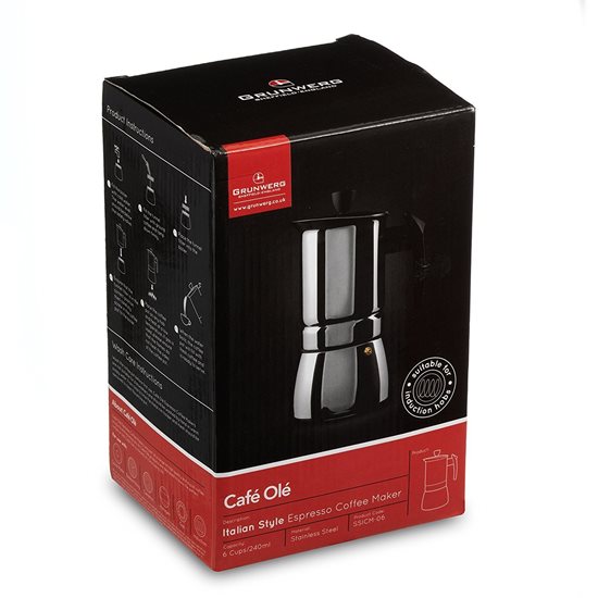 "Cafe Ole Classic" espresso maker made of stainless steel, 240 ml - Grunwerg 