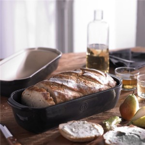 Batard bread baking pan, ceramic, 39x16.5 cm/4.5 l, Charcoal - Emile Henry