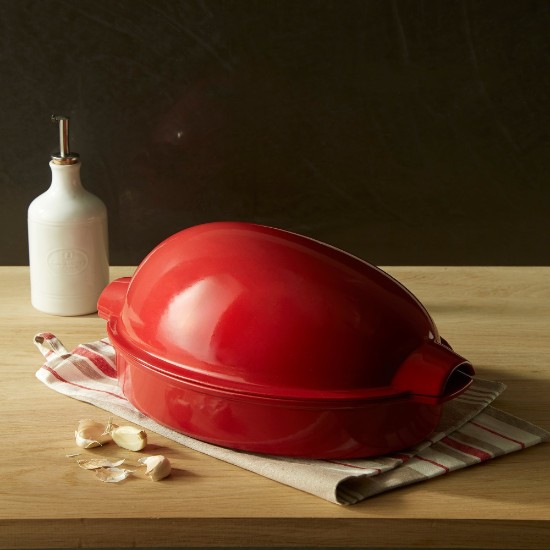 Plat à rôtir pour poulet, céramique, 41,5 × 27,5 × 22 cm / 4 l, Burgundy - Emile Henry