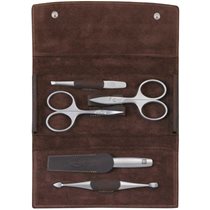 5-piece satin stainless steel set, brown leather case - Zwilling TWINOX