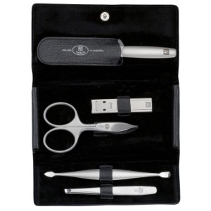 5-piece manicure set, satin stainless steel, black leather case, PREMIUM - Zwilling