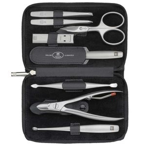 8-piece nailcare set, satin stainless steel, black leather holding case, TWINOX - Zwilling 