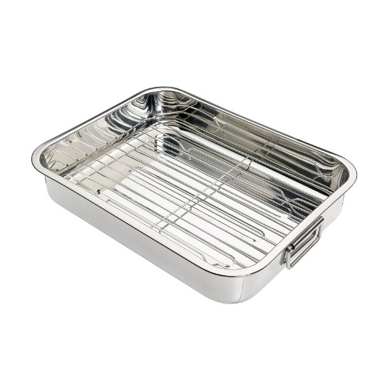 Rustfritt stålbrett med avtagbar grill, 38 x 27,5 cm - fra Kitchen Craft