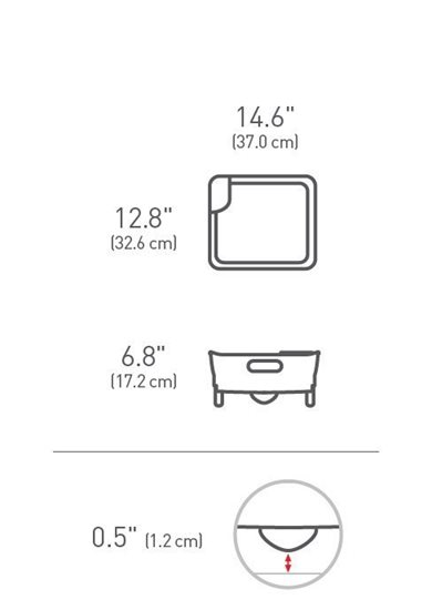 Edényszárító rács, műanyag, 37 × 32,6 × 17,2 cm - simplehuman