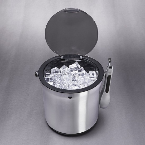 Juego de cubitera y pinzas para hielo, acero inoxidable, "SteeL" - OXO