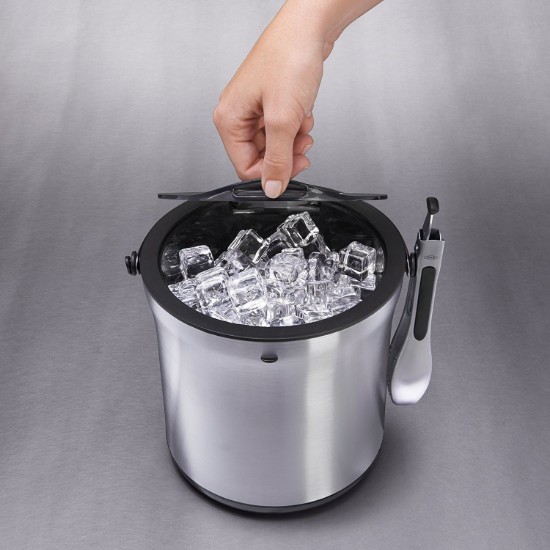 Juego de cubitera y pinzas para hielo, acero inoxidable, "SteeL" - OXO