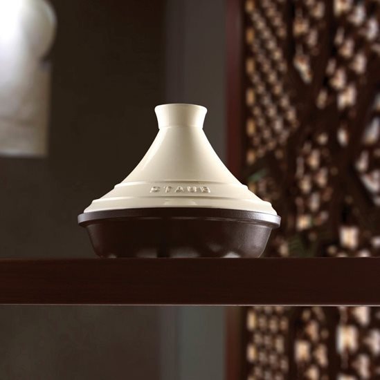 Tajine feito de ferro fundido com tampa cerâmica, 20 cm/0,6 l, Cream - Staub