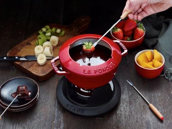 20 cm gjutjärn fondue set, Cherry - Staub