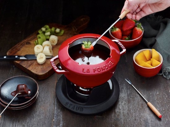 20 cm støbejern fondue sæt, Cherry - Staub