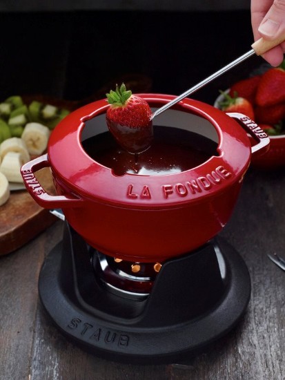 20 cm støbejern fondue sæt, Cherry - Staub