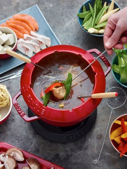 20 cm støbejern fondue sæt, Cherry - Staub