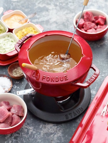 20 cm cast iron fondue set, Cherry - Staub