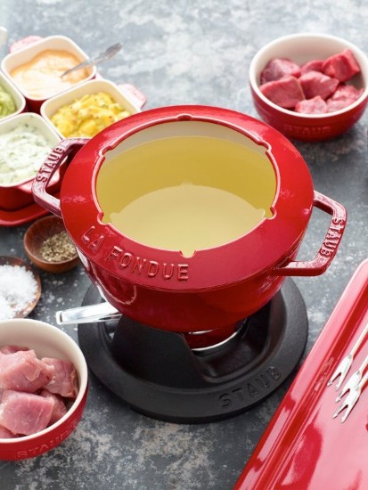 20 cm støbejern fondue sæt, Cherry - Staub