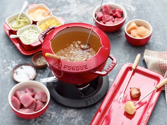 20 cm støbejern fondue sæt, Cherry - Staub