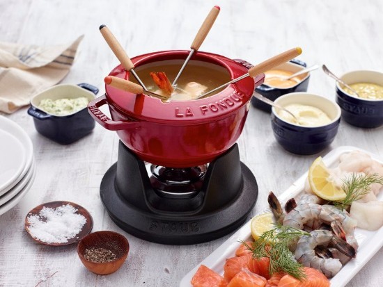 20 cm gjutjärn fondue set, Cherry - Staub