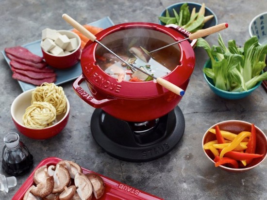 20 cm støbejern fondue sæt, Cherry - Staub