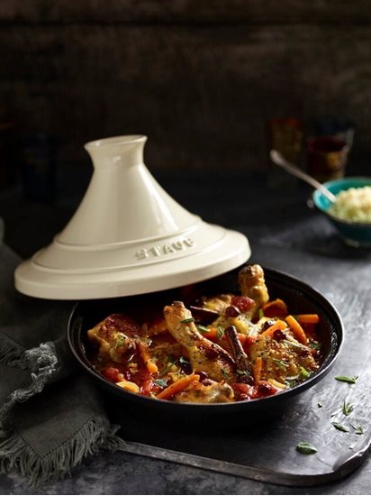 Cast iron Tajine with ceramic lid, 20 cm/0.6 l, Cream - Staub