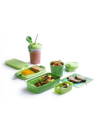 Posoda za hrano z jedilnim priborom, plastična, Green - Curver