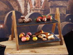 Divstāvu šķīvis servēšanai, 40x30 cm, šīferis - Kitchen Craft
