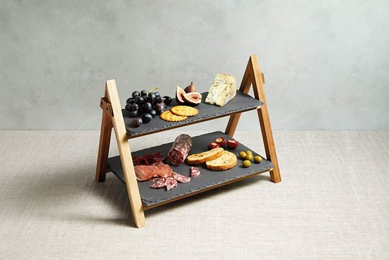 Dvoupatrový servírovací talíř, 40 x 30 cm, břidlice - Kitchen Craft