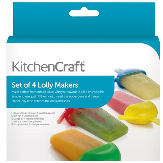 4'lü dondurma kalıbı seti, 80 ml, plastikten yapılmıştır - Kitchen Craft tarafından yapılmıştır