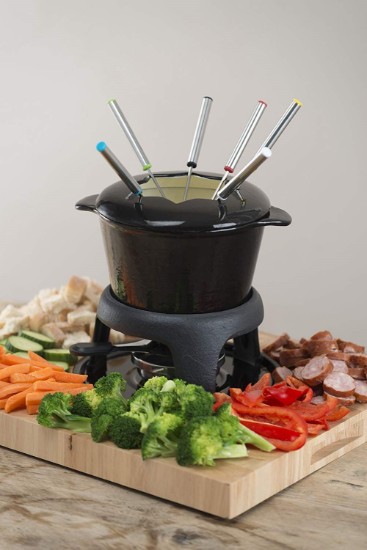 Sett fondue ta '8 biċċa, magħmul minn ħadid fondut enameled - minn Kitchen Craft