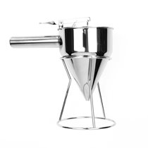 Funnel for pouring batter, with holder, stainless steel