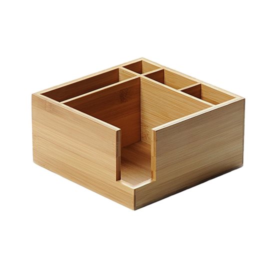 Cutlery and napkin box, 18 x 18 cm, bamboo - Kesper