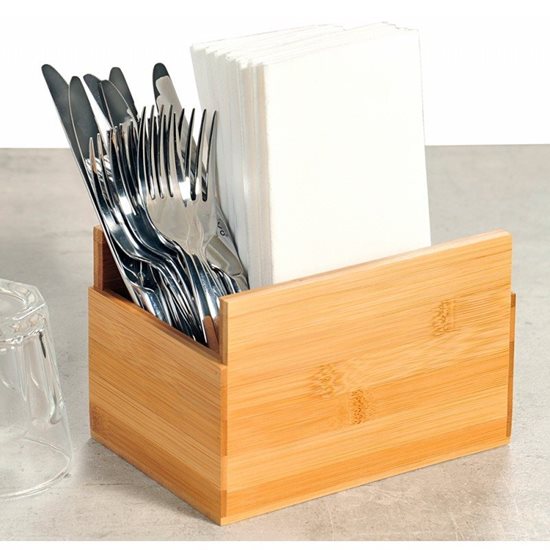 Cutlery and napkins box, 18 x 12 cm, bamboo - Kesper