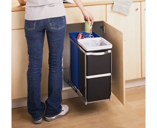 Einziehbarer Mülleimer mit zwei Fächern, 35 l – simplehuman