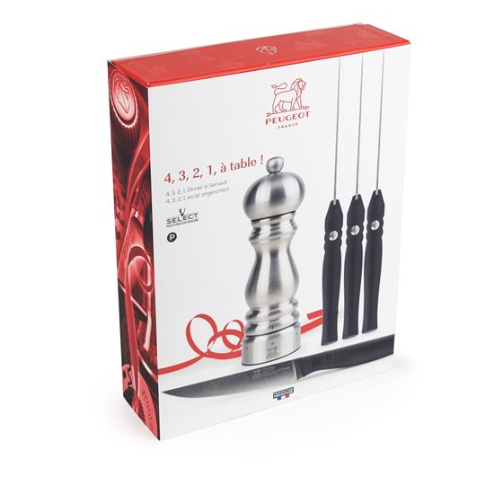 Set of pepper grinder and 4 steak knives - Peugeot